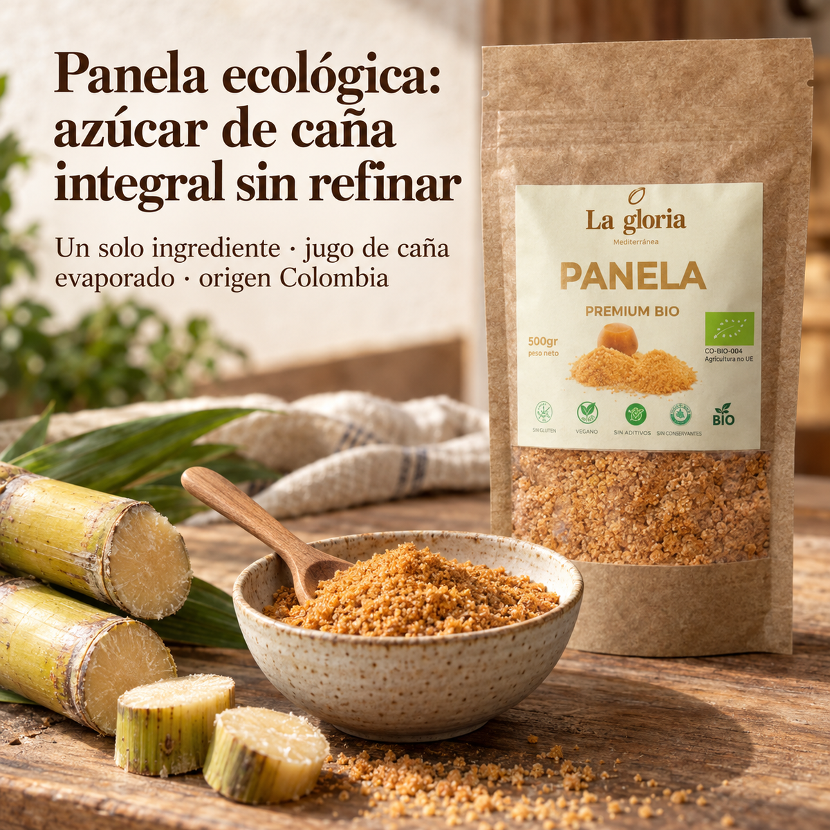 Panela ecológica, azúcar de caña integral sin refinar de Colombia – La Gloria Mediterránea