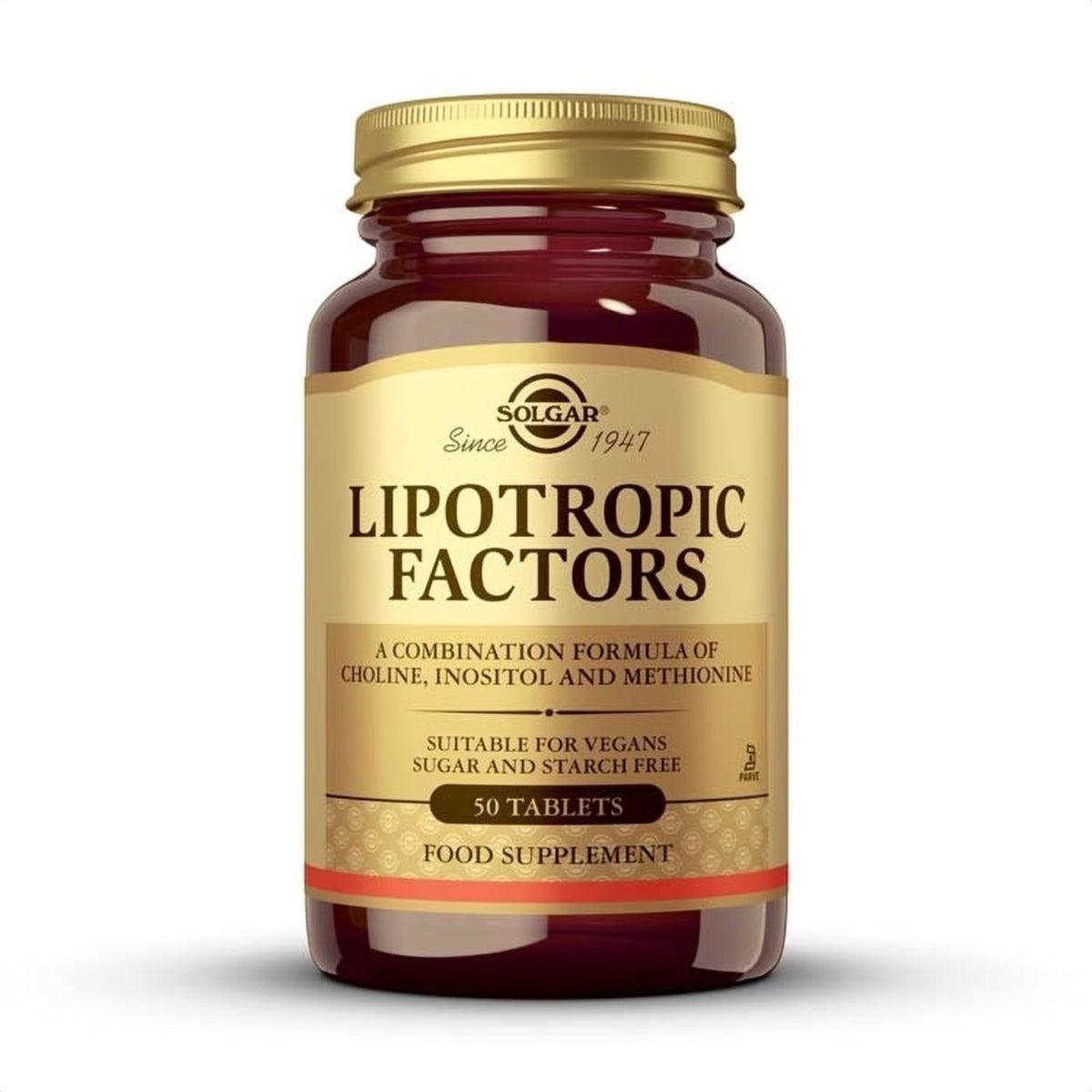 Solgar Factores Lipotrópicos, 50 comprimidos: envase, vista frontal