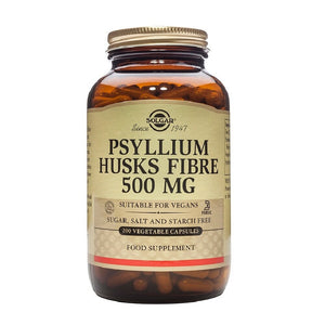 Solgar Fibra de Cáscaras de Psyllium 500 mg, 200 cápsulas vegetales: envase, vista frontal