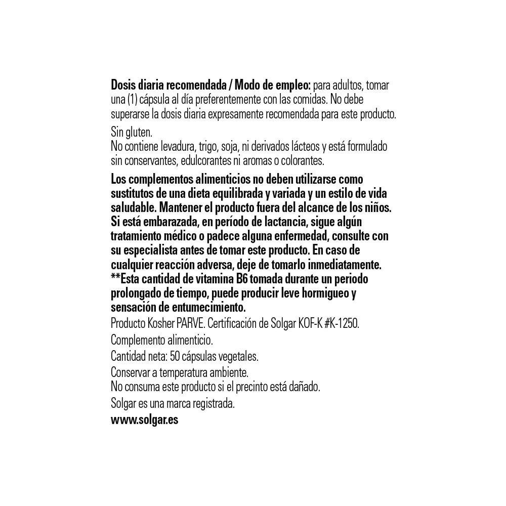 Solgar BCAA Plus, 50 cápsulas vegetales: detalle del envase y etiquetado, vista lateral