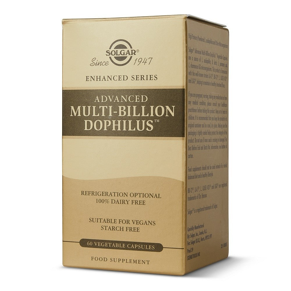 Solgar Advanced Multi-Billion Dophilus, 60 cápsulas vegetales: detalle del etiquetado, información adicional