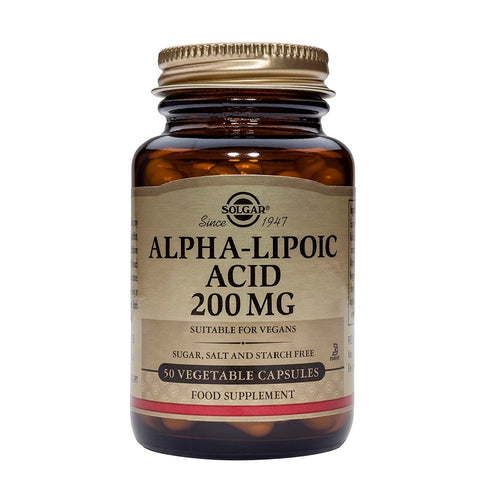Solgar Ácido Alfa-Lipoico 200 mg, 50 cápsulas vegetales: envase, vista frontal