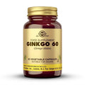 Solgar Ginkgo 60, 60 cápsulas vegetales: envase, vista frontal