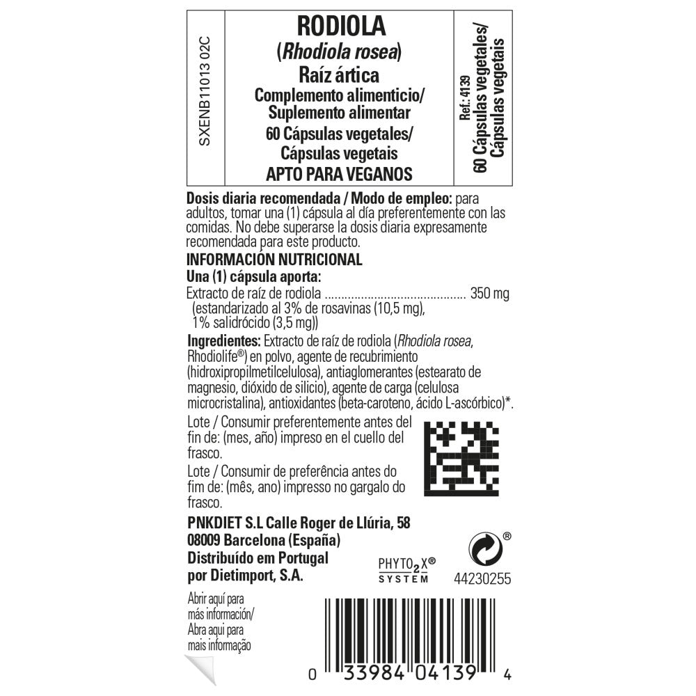 Solgar Rodiola Extracto de Raíz Rhodiolife®, 60 cápsulas vegetales: envase, vista frontal