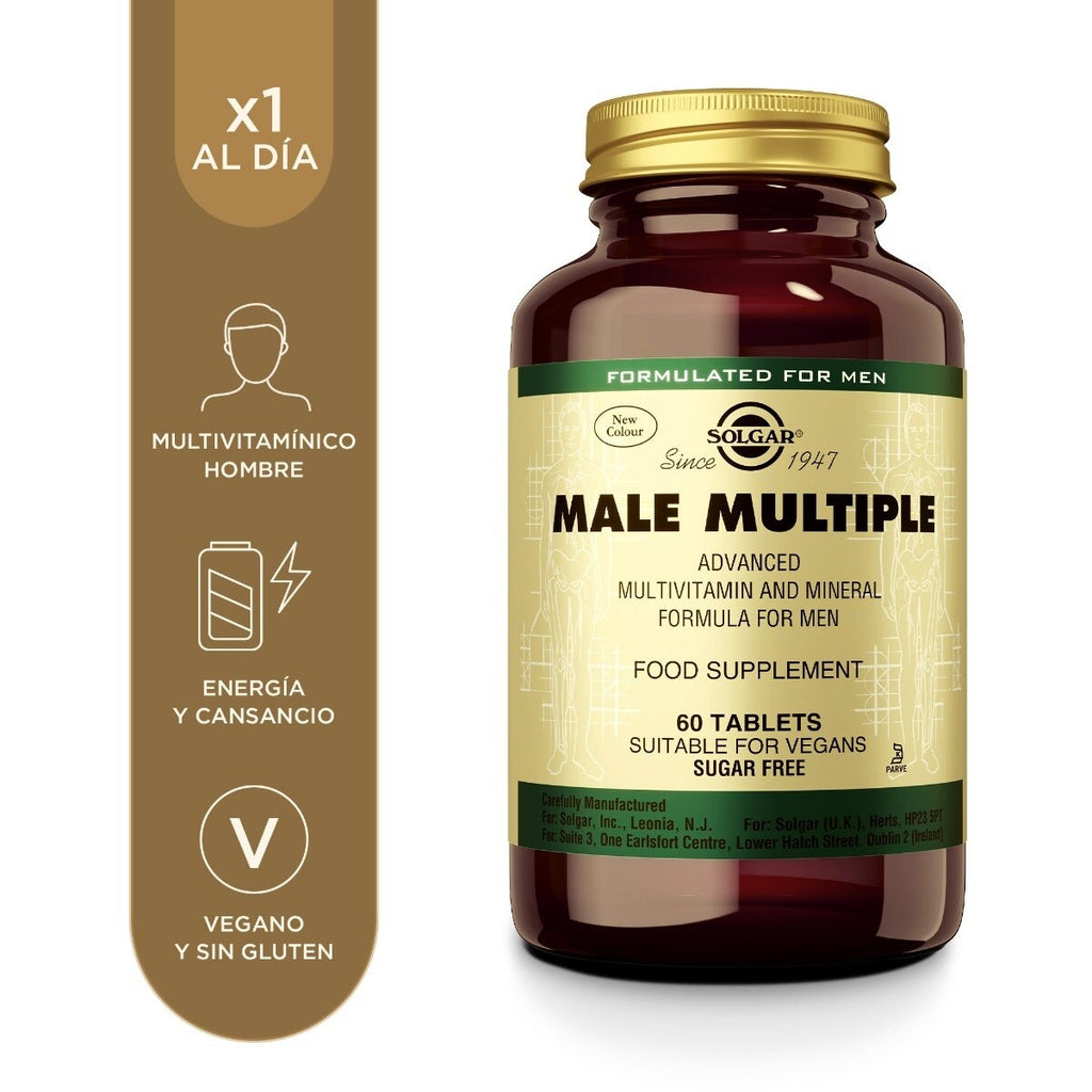 Solgar Male Múltiple Multivitamínico para Hombre, 60 comprimidos: envase, vista frontal