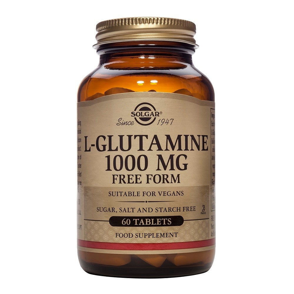 Solgar L-Glutamina 1000 mg, 60 comprimidos: envase, vista frontal