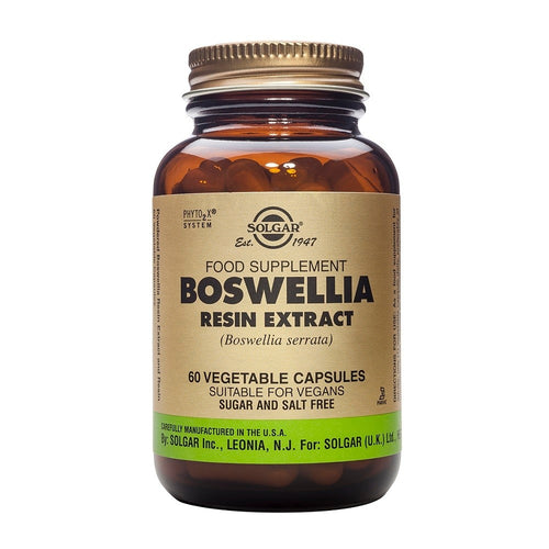 Solgar Boswellia Extracto de Resina, 60 cápsulas vegetales: envase, vista frontal