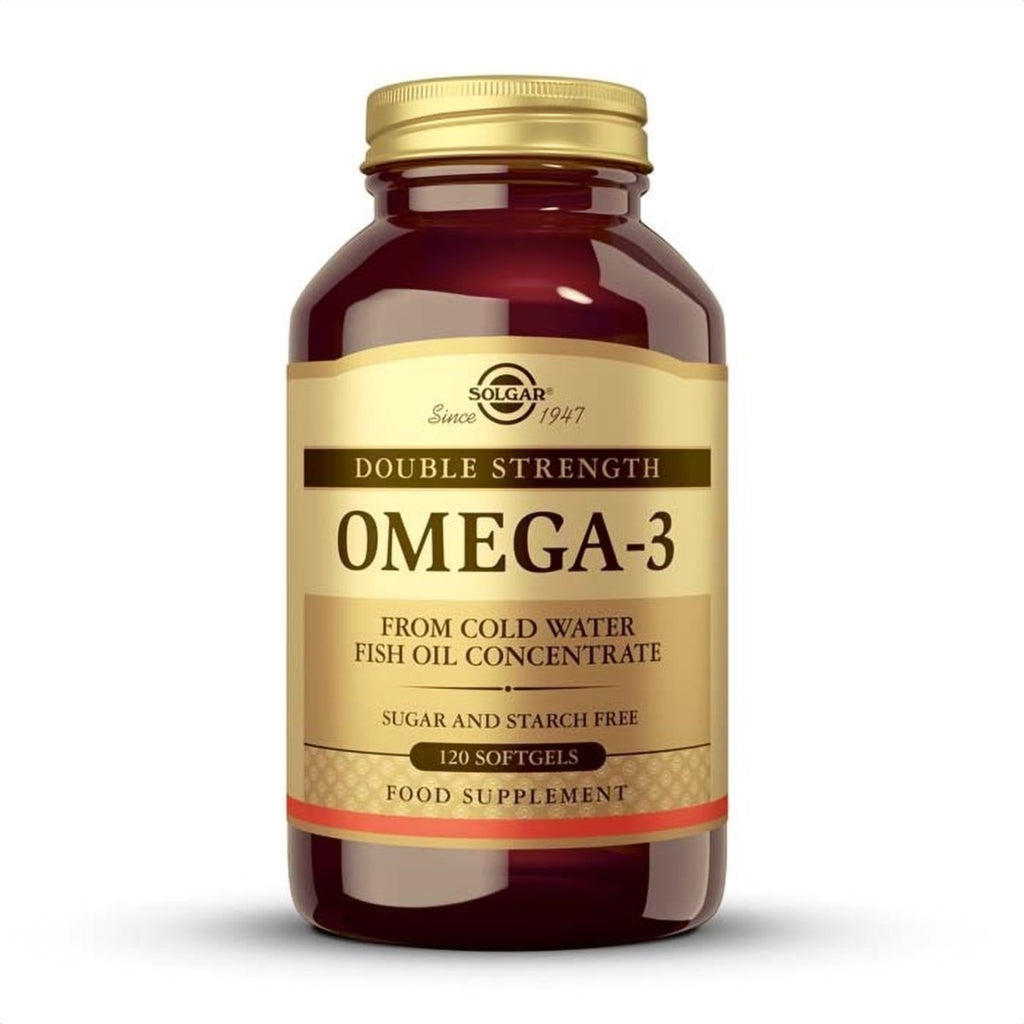 Solgar Omega-3 Alta Concentración, 120 perlas: envase, vista frontal