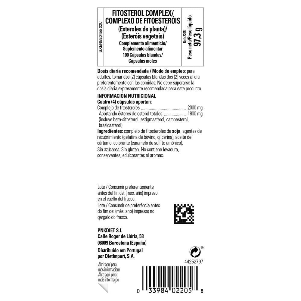 Solgar Fitosterol Complex, 100 cápsulas blandas: etiqueta con ingredientes y modo de empleo