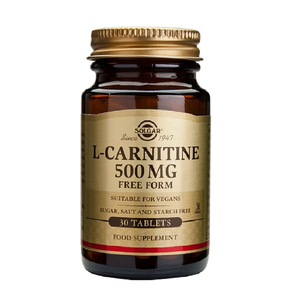 Solgar L-Carnitina 500 mg, 30 comprimidos: envase, vista frontal