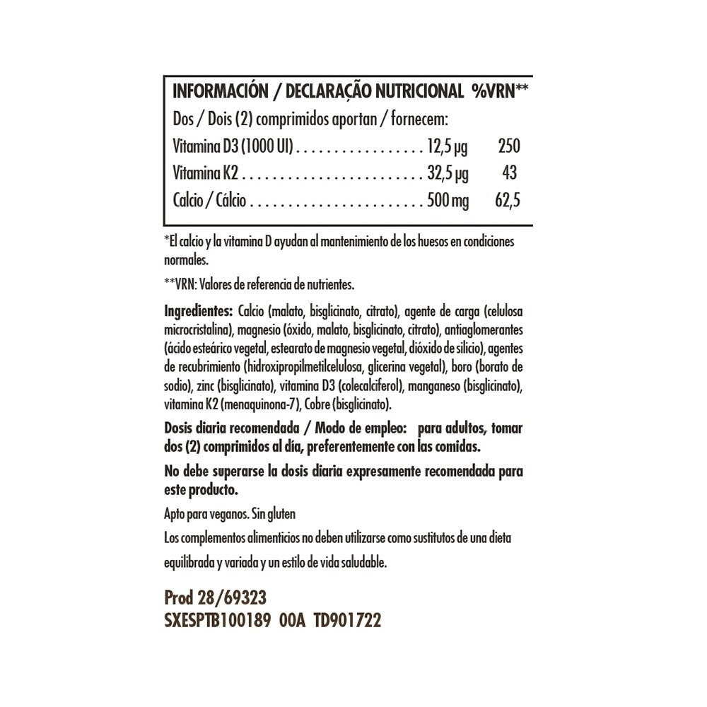 Solgar Ultimate Bone Support, 120 comprimidos: detalle del envase y etiquetado, vista lateral