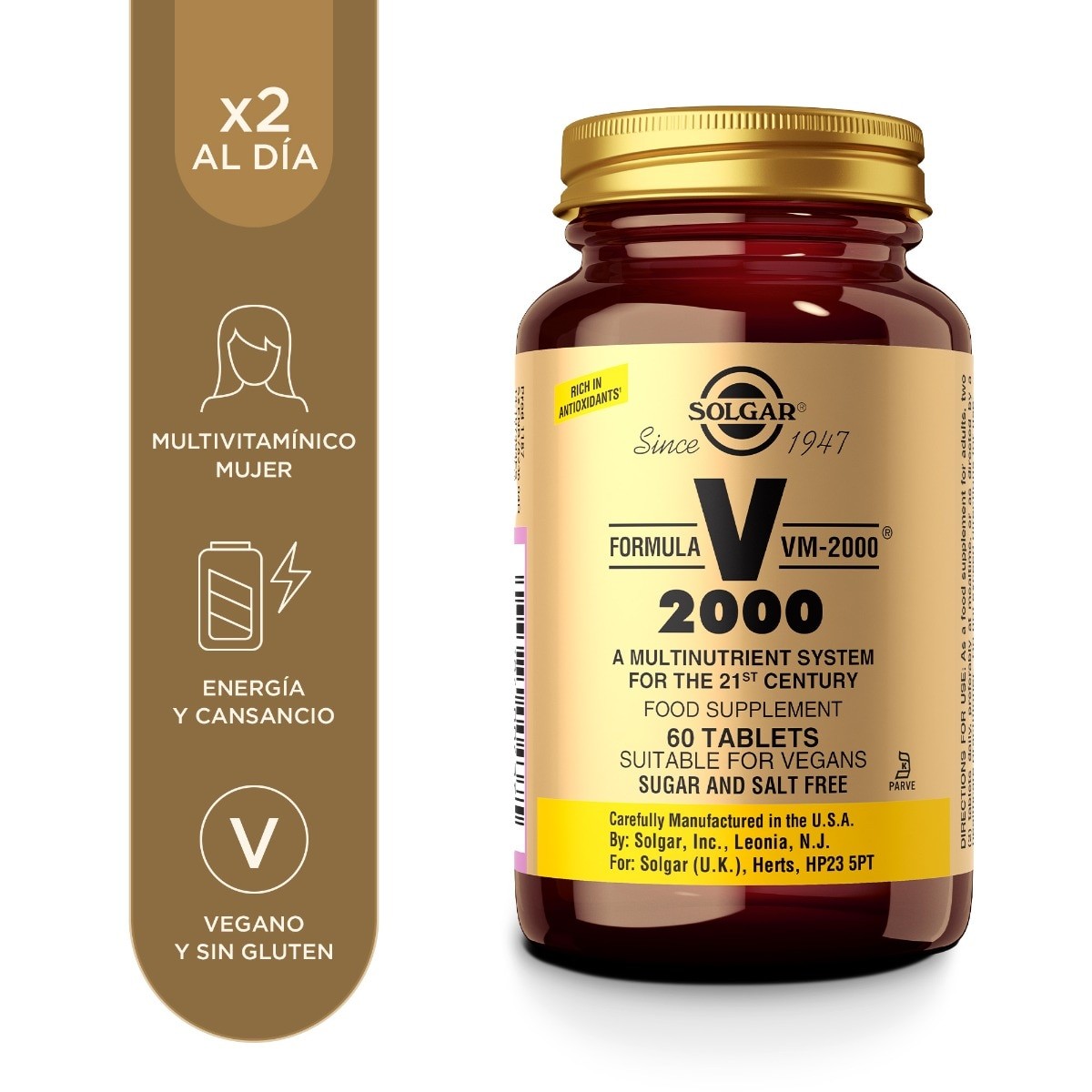 Solgar Fórmula VM-2000®, 60 comprimidos: envase, vista frontal