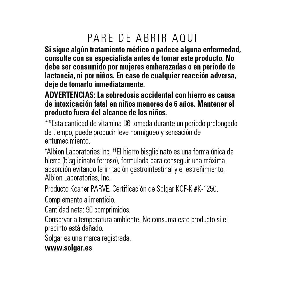 Solgar Fórmula VM-2000®, 90 comprimidos: detalle del etiquetado, información adicional