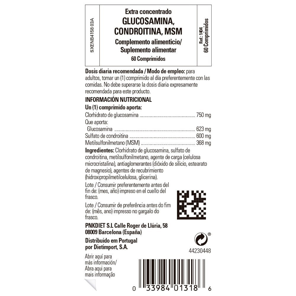 Solgar Glucosamina, Condroitina y MSM, 60 comprimidos: etiqueta con ingredientes y modo de empleo