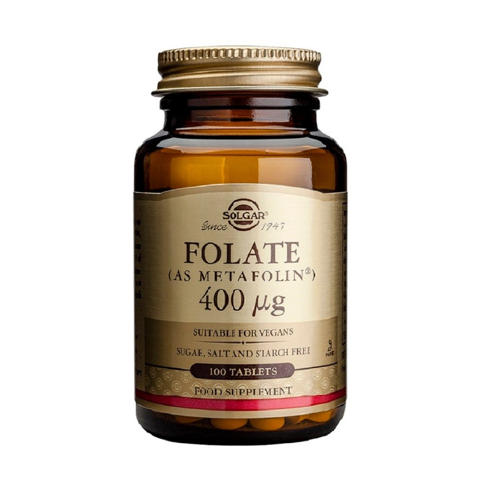 Solgar Folato 400 µg (Metafolin®), 100 comprimidos: envase, vista frontal