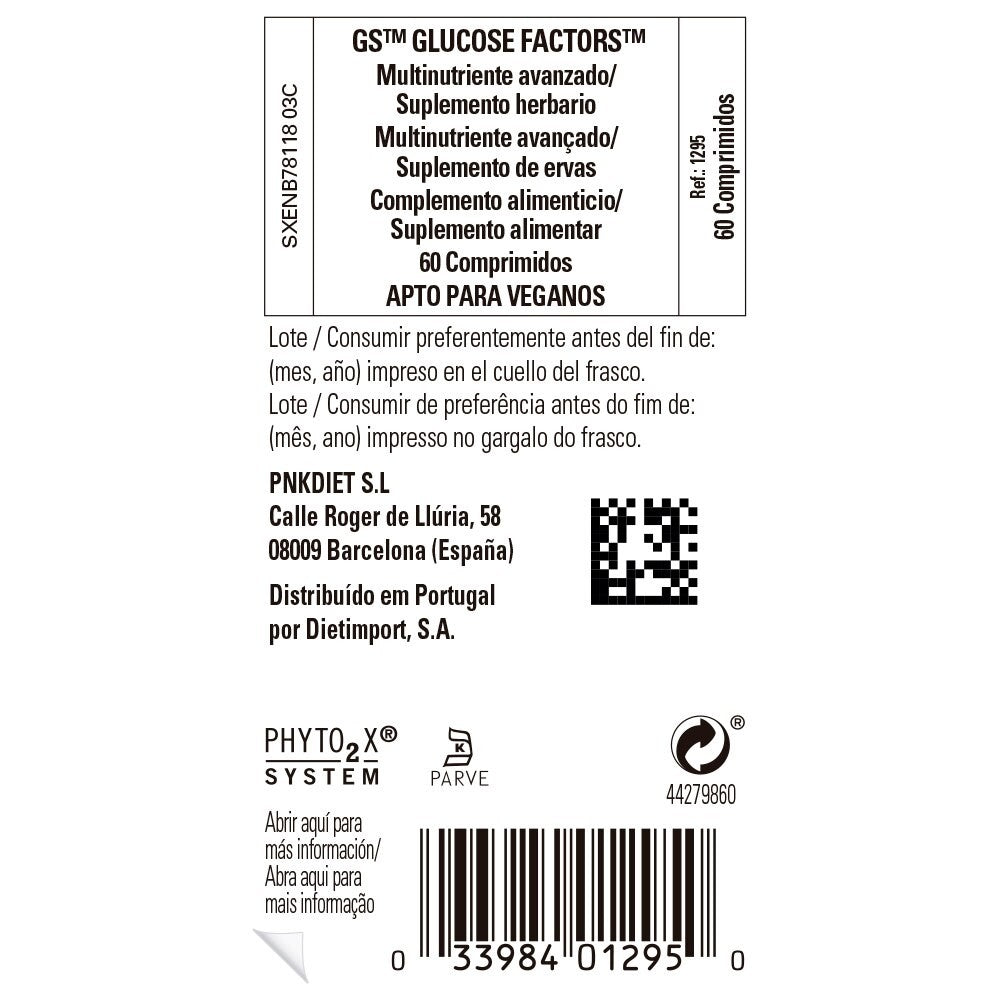 Solgar Gold Specifics Glucose Factors, 60 comprimidos: etiqueta con ingredientes y modo de empleo
