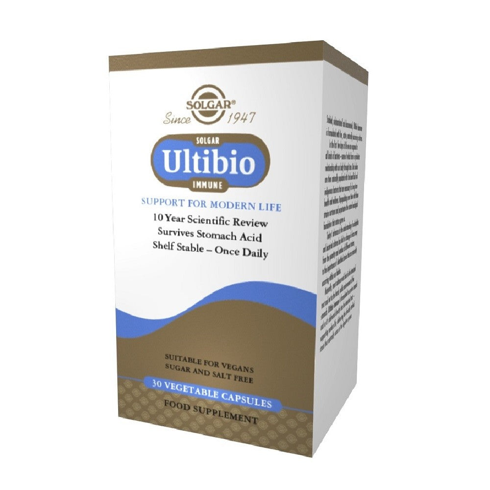 Solgar Ultibio Inmune, 30 cápsulas vegetales: envase, vista posterior