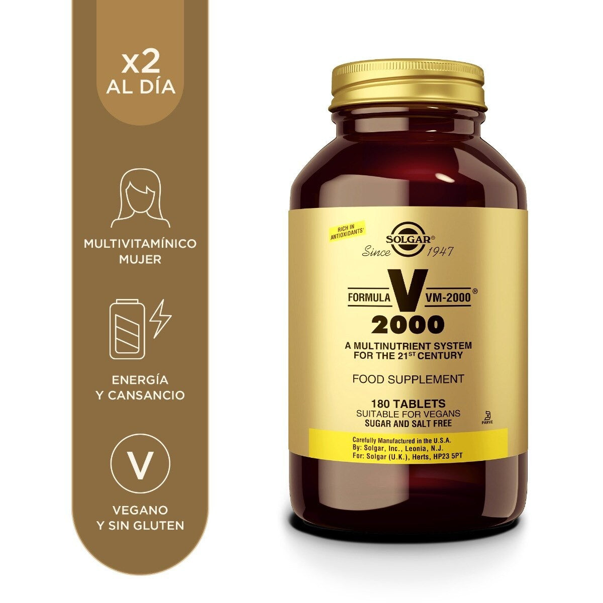 Solgar Fórmula VM-2000®, 180 comprimidos: envase, vista frontal