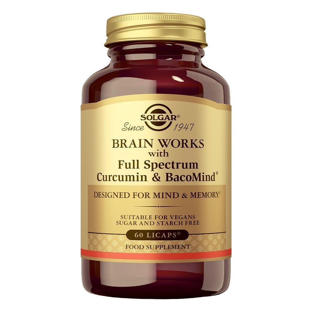Solgar Brain Works, 60 cápsulas vegetales: envase, vista frontal