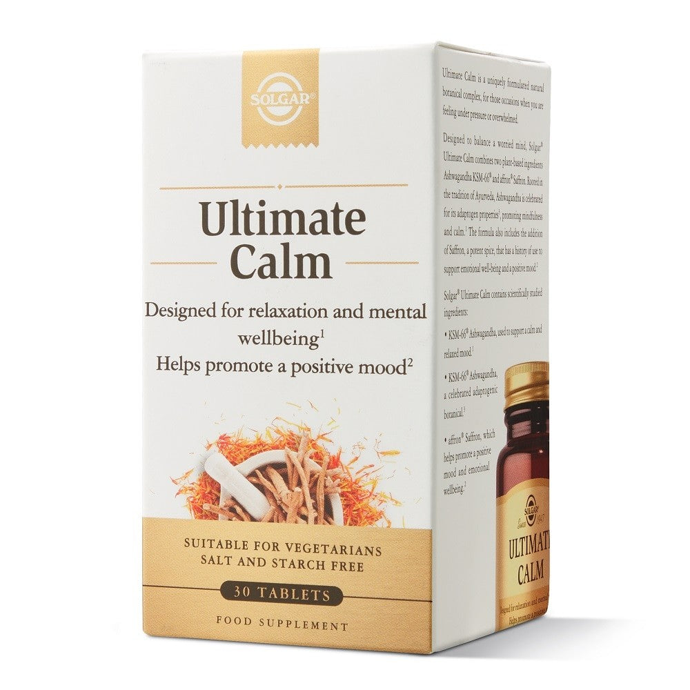 Solgar Ultimate Calma Ashwagandha KSM-66® y Azafrán, 30 comprimidos: detalle del etiquetado, información adicional