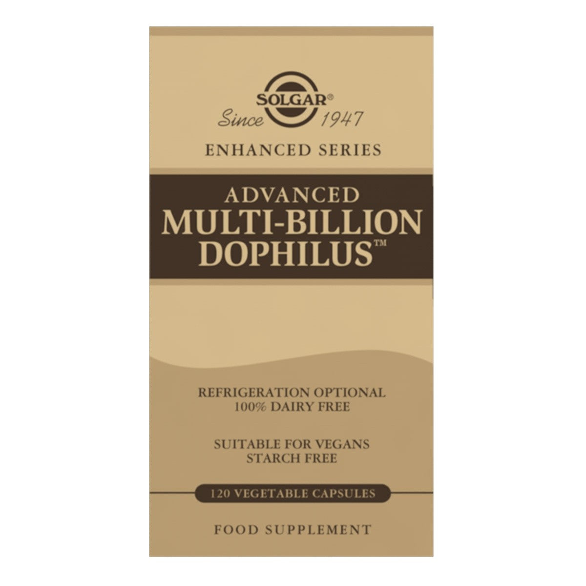 Solgar Advanced Multi-Billion Dophilus, 120 cápsulas vegetales: etiqueta con ingredientes y modo de empleo