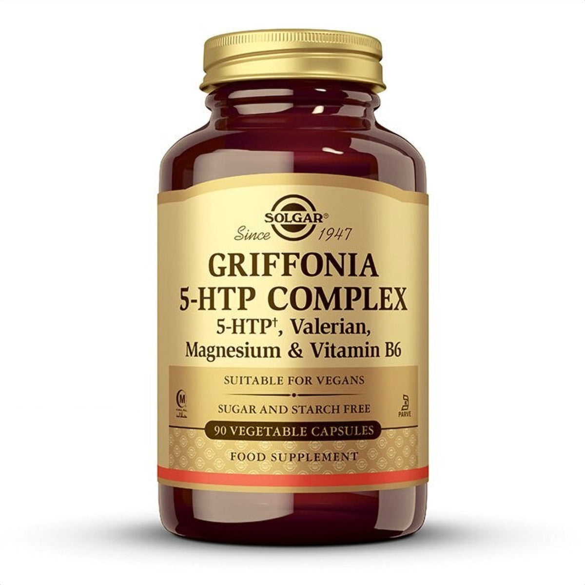 Solgar Griffonia 5-HTP Complex, 90 cápsulas vegetales: envase, vista frontal