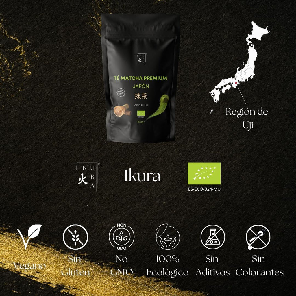 Té matcha premium japonés bio 100 g IKURA origen Uji