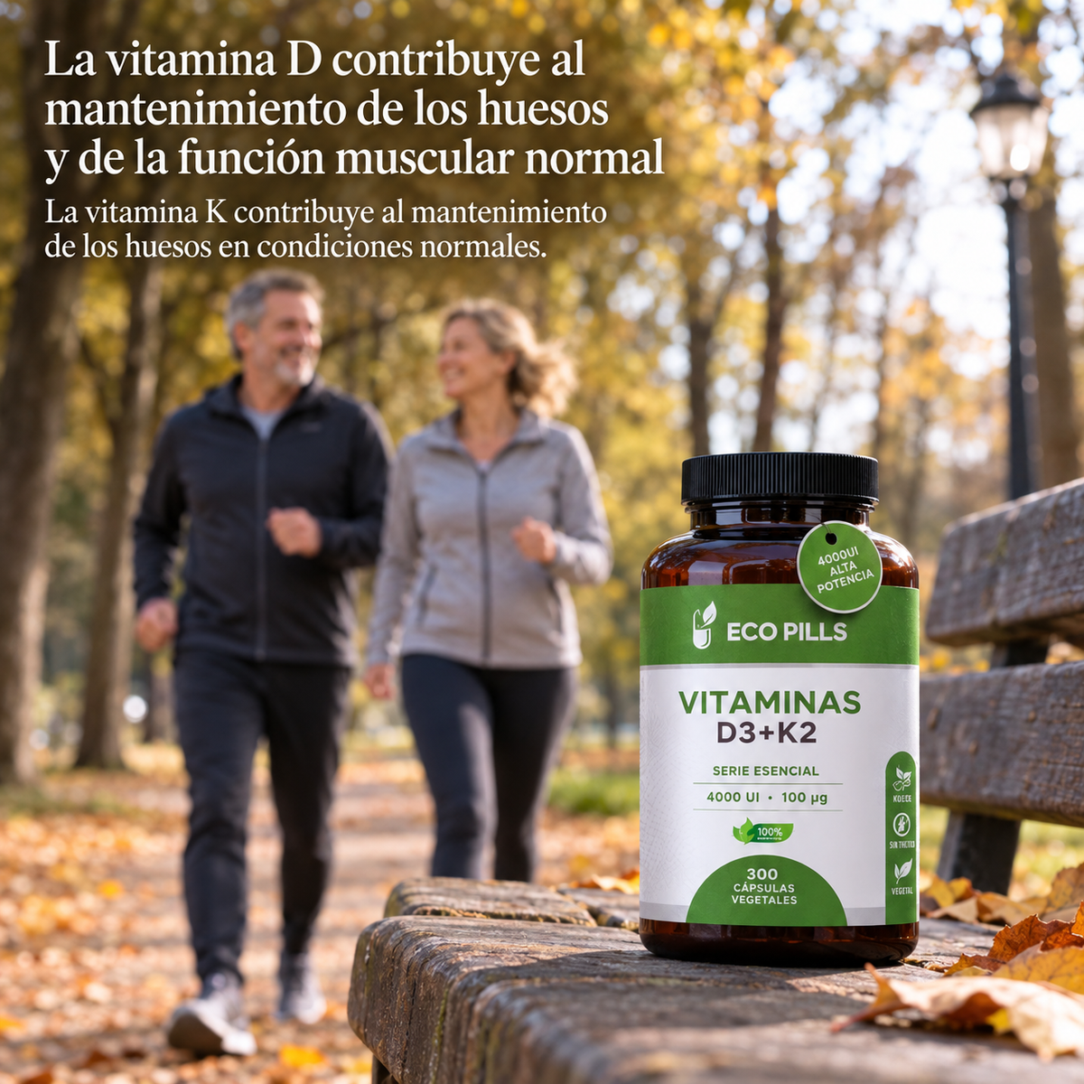 Vitaminas D3 + K2 Eco Pills: la vitamina D contribuye al mantenimiento de los huesos y de la función muscular